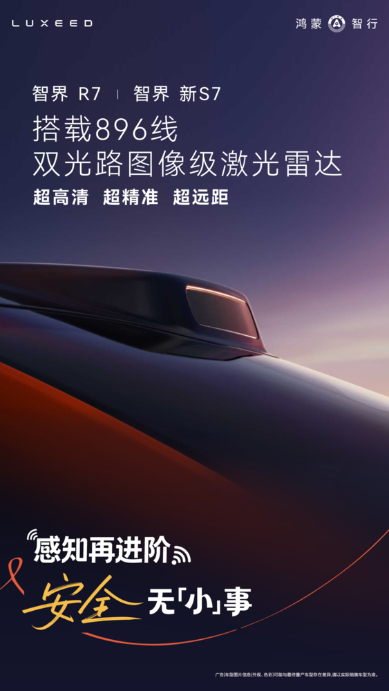 华系首台896线激光雷达实车交付，智界 R7全国七城同时开启